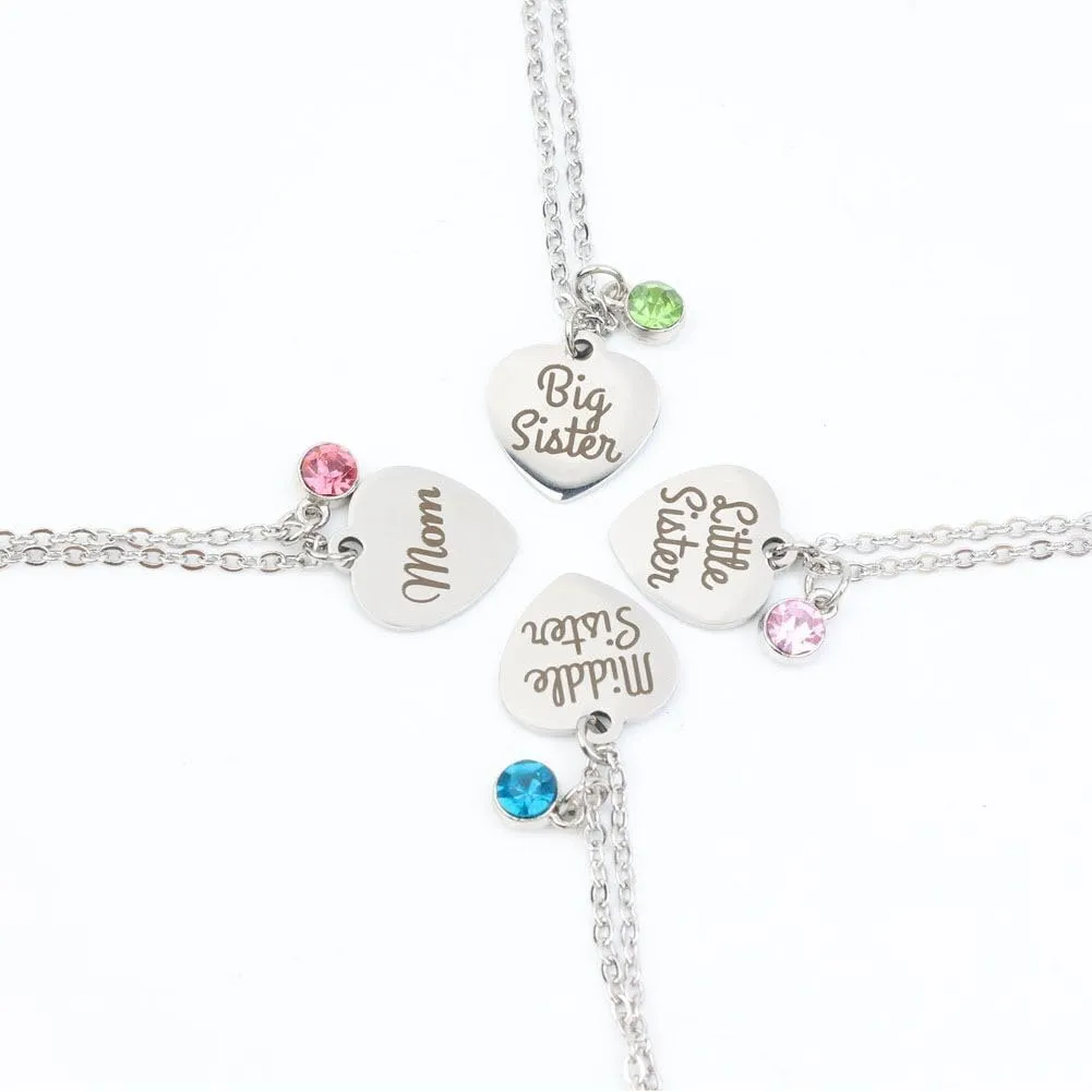 Mother Daughter Necklace Gift Set,Big Sis Middle Sis Lil Sis Mom Jewelry Necklace,Best Friends Necklaces