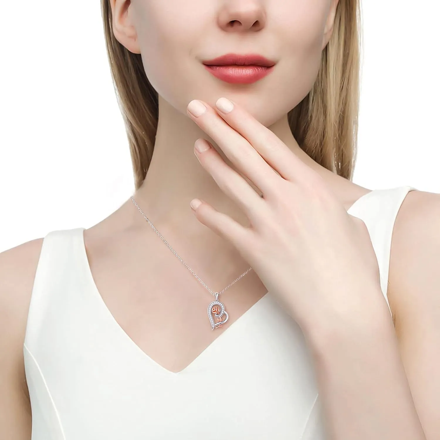 Mothers Day Gifts for Mom, Heart Rose Necklaces for Women, Birthday Jewelry Gifts for Mom Her Girlfriend Wife