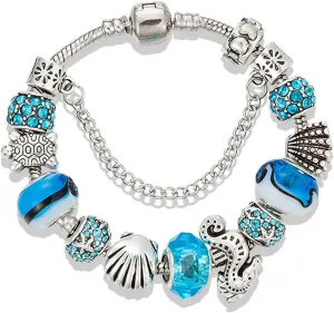 MUERDOU Mother Charms Bracelet for Women Murano Glass Beads Butterfly Flower Charms Amethyst Bracelets