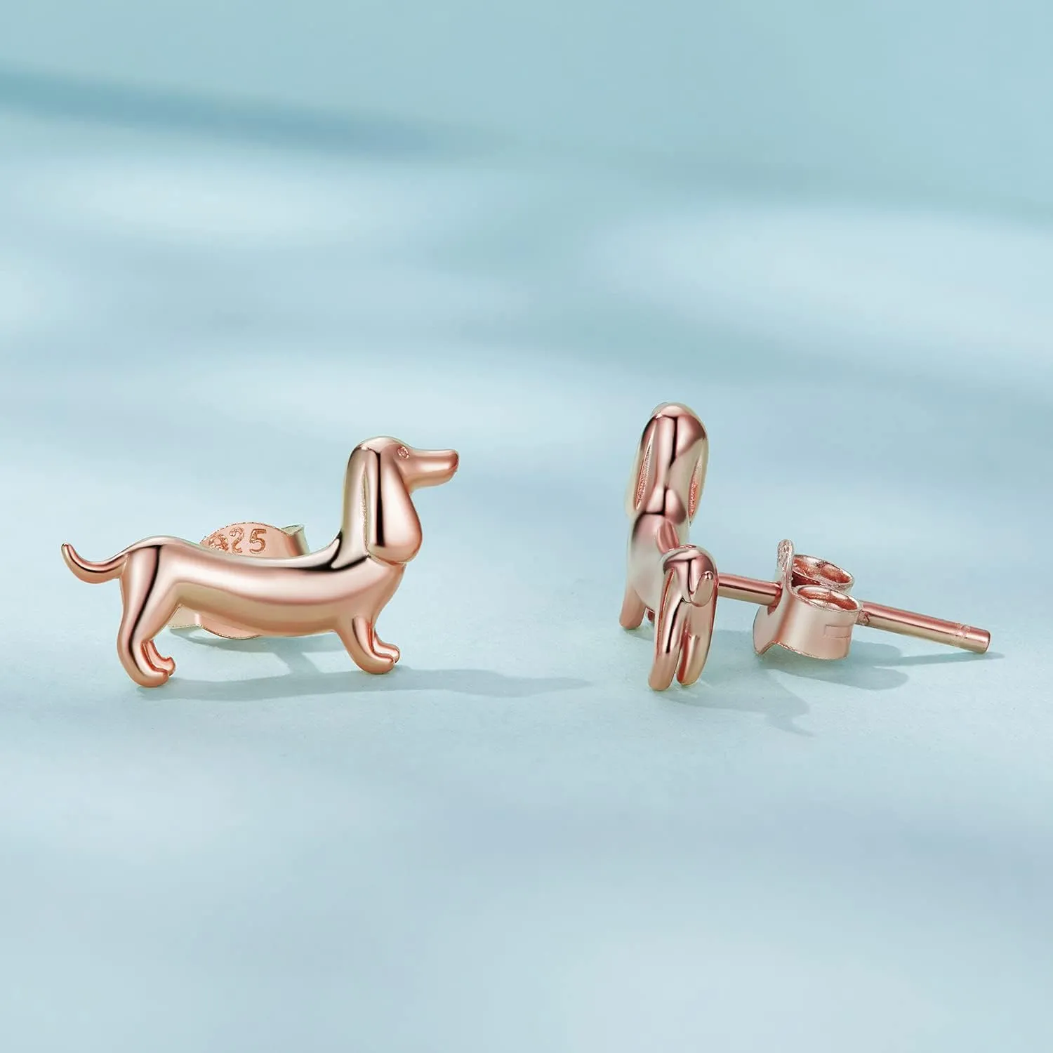 MUNDELL 925 Sterling Silver Cute Dachshund Stud Earrings Puppy Dog Earrings for Women Animal Hypoallergenic Earrings Fine Jewelry