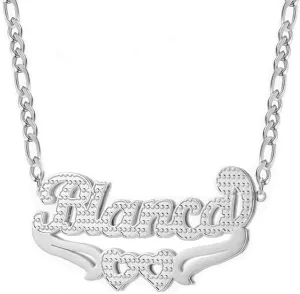 Name Plate Necklaces Double Plated Name Necklace Personalized Custom NameNecklace for Women with Heart 18k Gold Plated Nameplate Pendant for Women