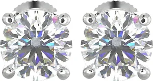 Natural Real 1 Carat TW 14k White Gold Diamond Studs with Screw Back Earrings (K-L Color, I1 Clarity, Eye Clean). Extra Secure