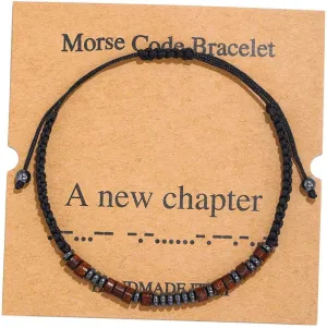 Natural Stone Braided Beads Inspirational Holiday Festival Birthday Graudation Morse Code Bracelets