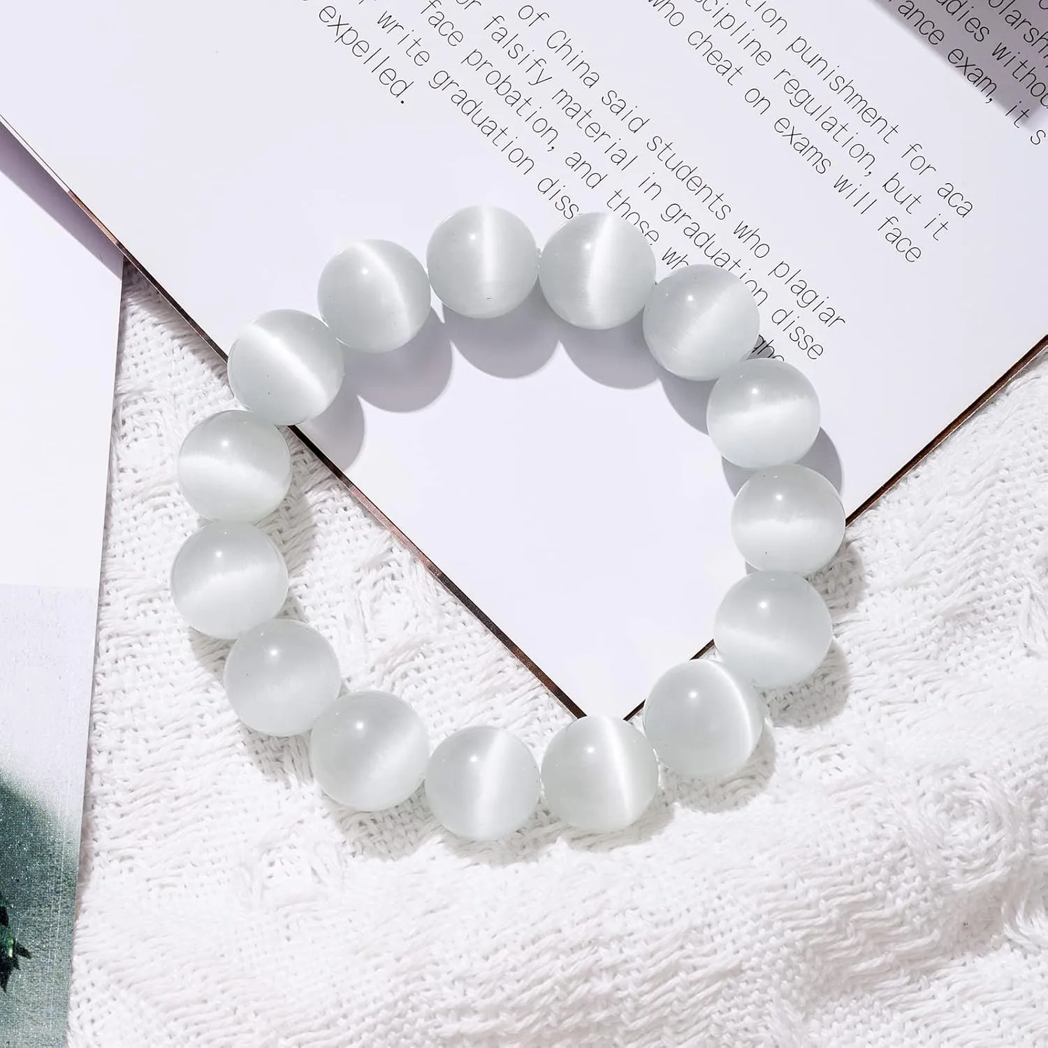 Natural Stretch Gemstone Crystal Bead Bracelet, Healing Stone Beaded Tiger Eye Bracelets for Women Men Gifts (Unisex)