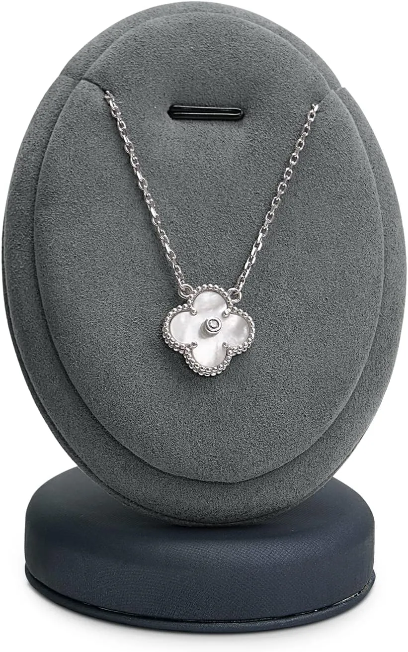 Necklace Display Stand Small Necklace Holder Microfiber Jewelry Display Stand For Birthday,Valentine's Day Gifts (Deep Grey)