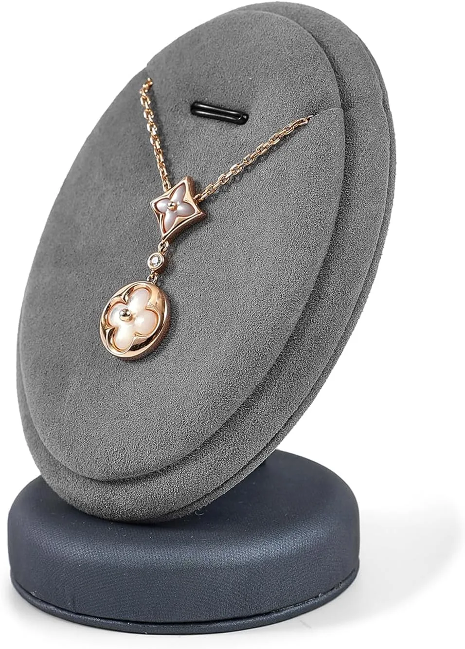 Necklace Display Stand Small Necklace Holder Microfiber Jewelry Display Stand For Birthday,Valentine's Day Gifts (Deep Grey)