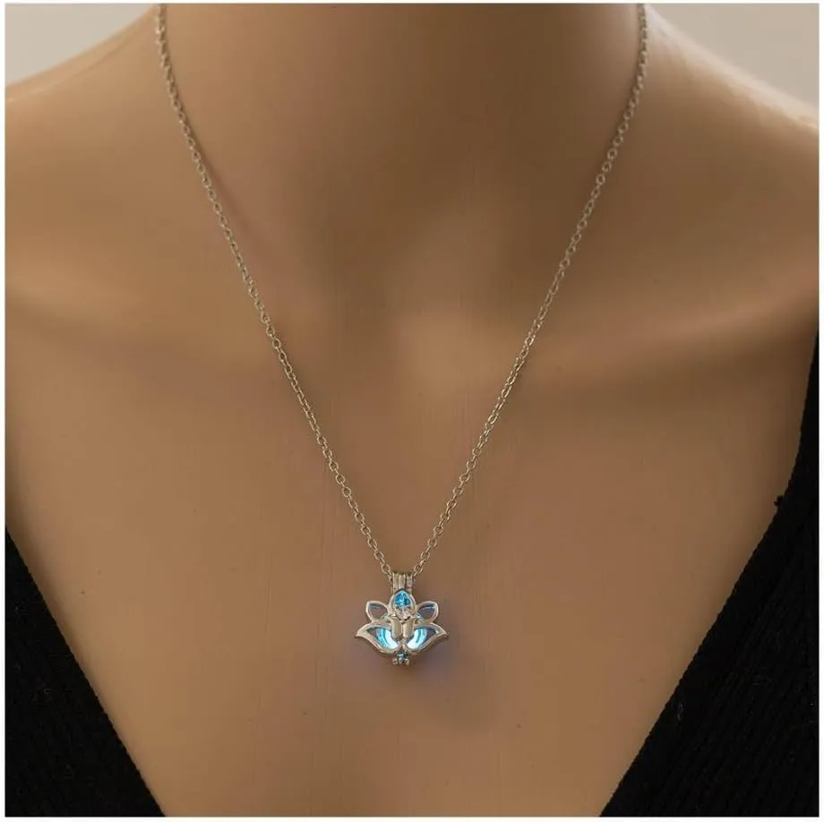 Necklace for Women - Flower Glowing in The Dark Necklaces Luminescent Lotus Pendant Luminous Jewelry Mother's Day Birthday Gifts