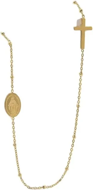 New 2025 Unisex 316Lstainless Steel Virgin Mary Shape Pendant Jesus Cross Ball Necklaces Collarbone Chain Gold Plated Irregular For Women Decoration Jewelry Luxury Trendy For Women And Men