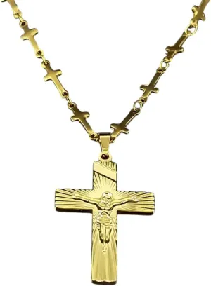 New 2025 Unisex Christian Cross Jesus Pendant Necklaces For Women Men Stainless Steel Gold Color Inri Crucifix Necklace Decoration Jewelry Luxury With You Accessories Trendy For Women And Men
