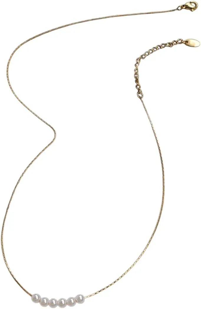 New 2025 Unisex Simple Stainless Steel Imitation Irregular Pearl Pendant Necklaces For Women Dainty Choker Jewelry Gift With You Accessories Trendy Creative For Women And Men
