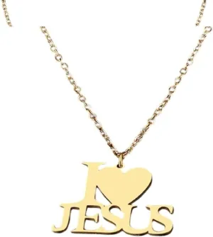 New 2025 Unisex Stainless Steel Necklaces Letters I Love Jesus Pendant Chain Choker Charm Fashion Necklace For Women Jewelry Party Friends Gifts Decoration Luxury Trendy For Women And Men