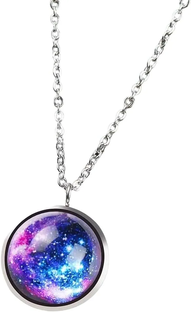 New 2026 Unisex For Arrival Glowing Jewelry Starry Sky Necklace Handmade Glass Stainless Steel Necklaces Glow In The Dark Pendant Decoration Luxury With You Accessories Trendy For Women And Men