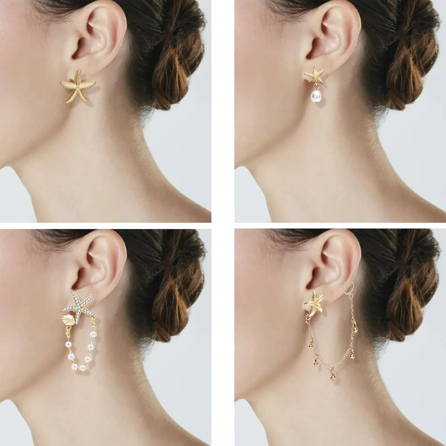 NEWITIN 6 Pairs Gold Earrings for Women Hypoallergenic Statement Earring 14K Gold Plated Dangle Earring Lightweight Chunky Geometric Stud Earrings Set for Women