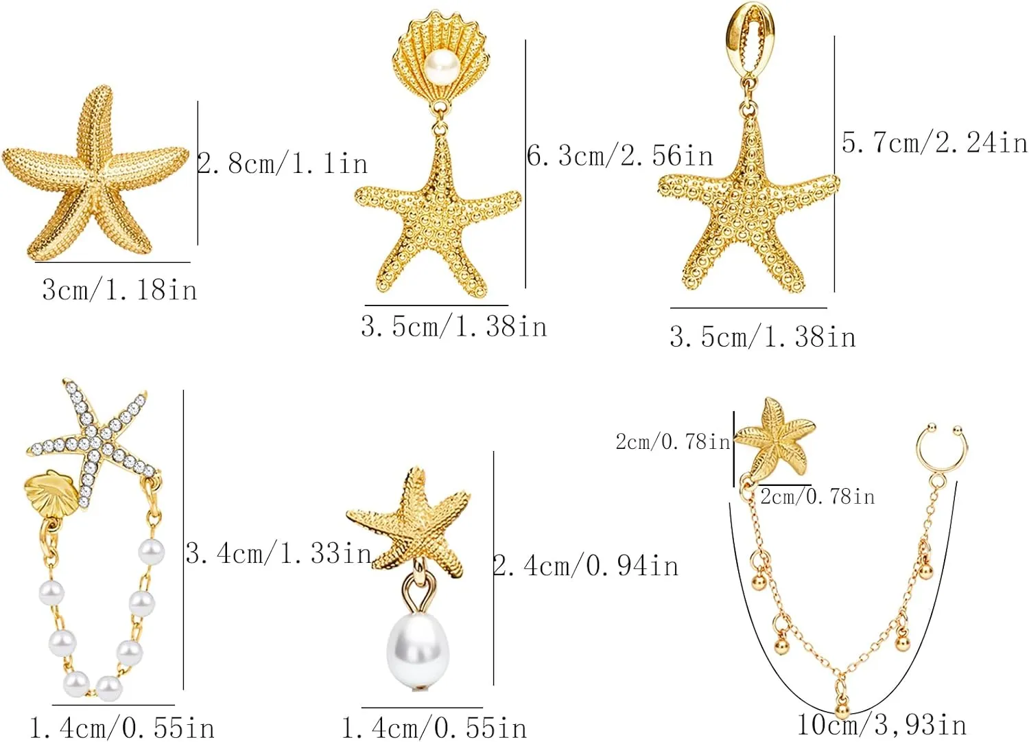 NEWITIN 6 Pairs Gold Earrings for Women Hypoallergenic Statement Earring 14K Gold Plated Dangle Earring Lightweight Chunky Geometric Stud Earrings Set for Women