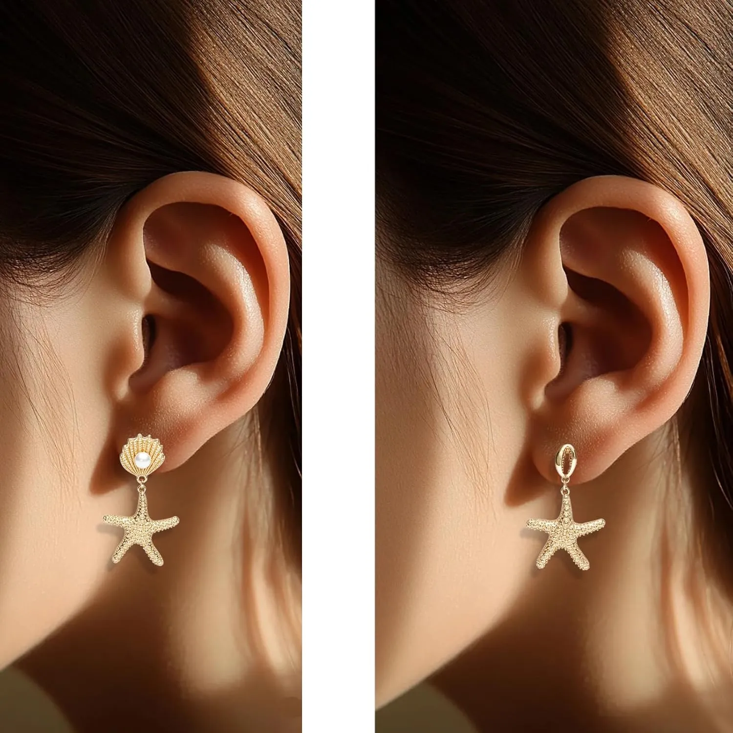 NEWITIN 6 Pairs Gold Earrings for Women Hypoallergenic Statement Earring 14K Gold Plated Dangle Earring Lightweight Chunky Geometric Stud Earrings Set for Women