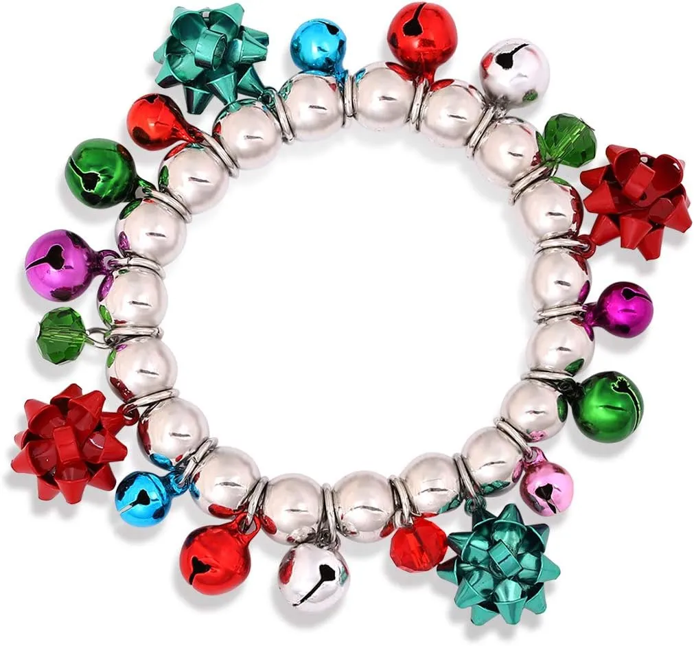NVENF Christmas Bracelet for Women Xmas Holiday Jingle Bells Gift Bow Drop Stretching Bracelet