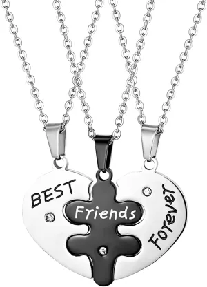 OIDEA Stainless Steel Friendship Best Friends Forever Messages Puzzle Necklaces for Mother's Day Gifts,with Chains Included
