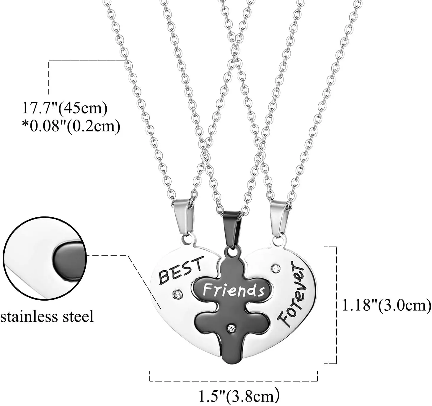 OIDEA Stainless Steel Friendship Best Friends Forever Messages Puzzle Necklaces for Mother's Day Gifts,with Chains Included