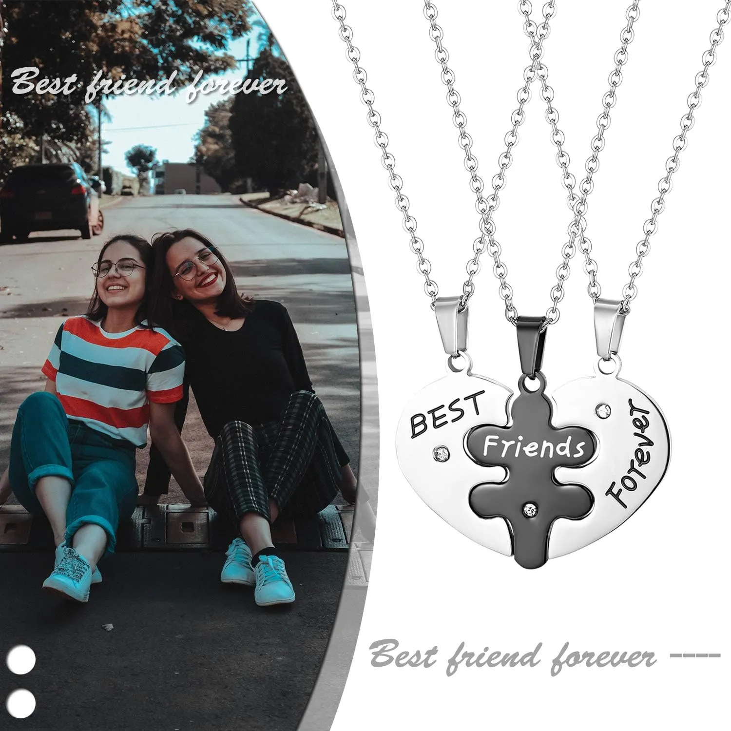 OIDEA Stainless Steel Friendship Best Friends Forever Messages Puzzle Necklaces for Mother's Day Gifts,with Chains Included