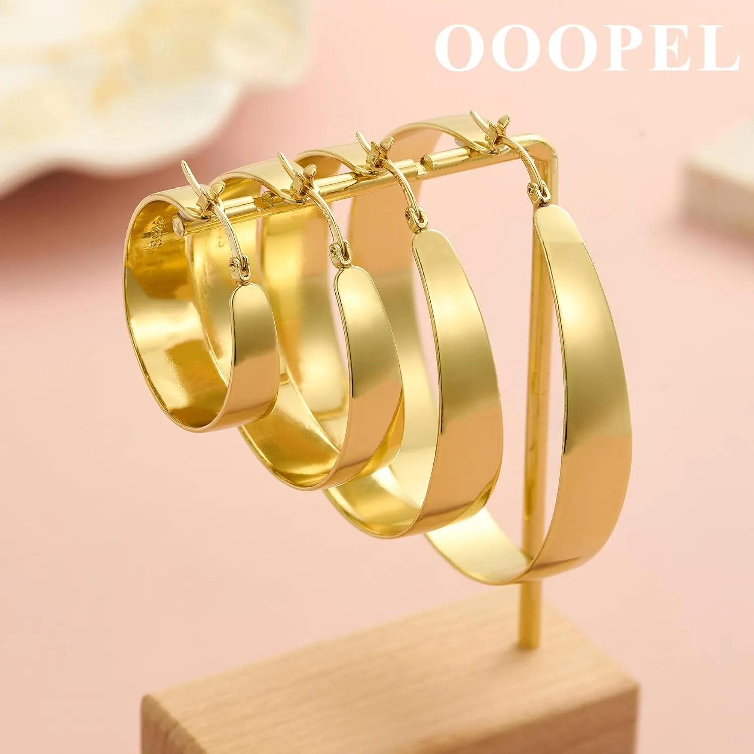 OOOPEL 10mm Wide 925 Sterling Silver Hoops Earrings for Women, 14K Real Gold Plated Hoop Earrings for Women Hypoallergenic Lightweight Oversize Big Gold Hoop Earrings Jewelry Gifts 30/40/50/60MM