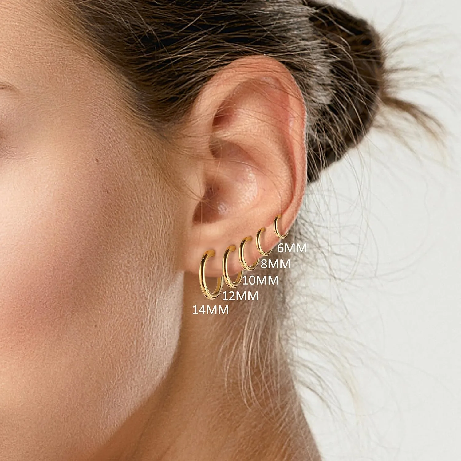 ORAIZO Small Stainless Steel Hoop Earrings for Women 12Pairs Huggie Cartilage Hoop Earrings for Men Helix Daith Tragus Ear Piercings Jewelry for Multiple Piercing Silver Gold Sleeper Earrings 8mm/10mm Earrings Set