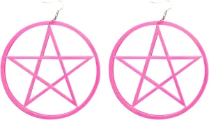 Oversize Hollow Pentagram Big Circular Earrings,Exaggerated Geometry Acrylic Dangle Earrings for Women Party Gifts