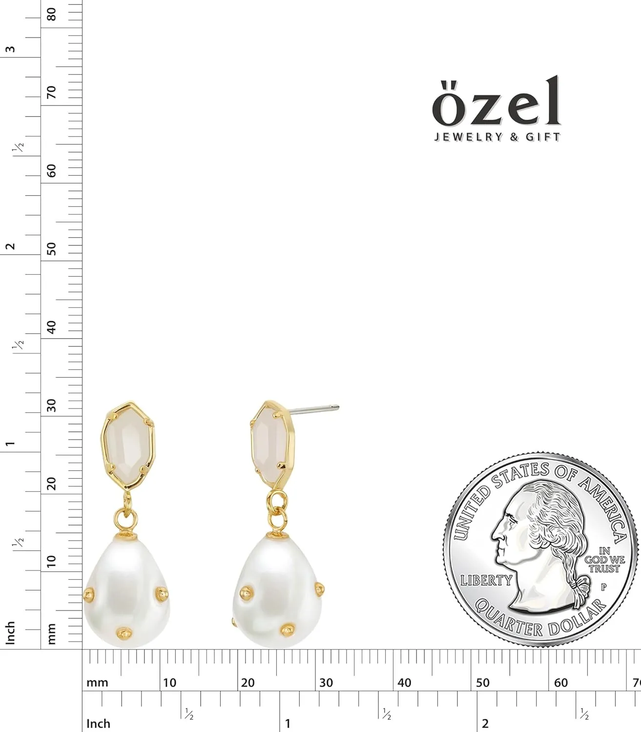 OZEL  Crystal Earrings for Women Dangle  14K Gold Plated Lightweight Daily Fashion Earrings