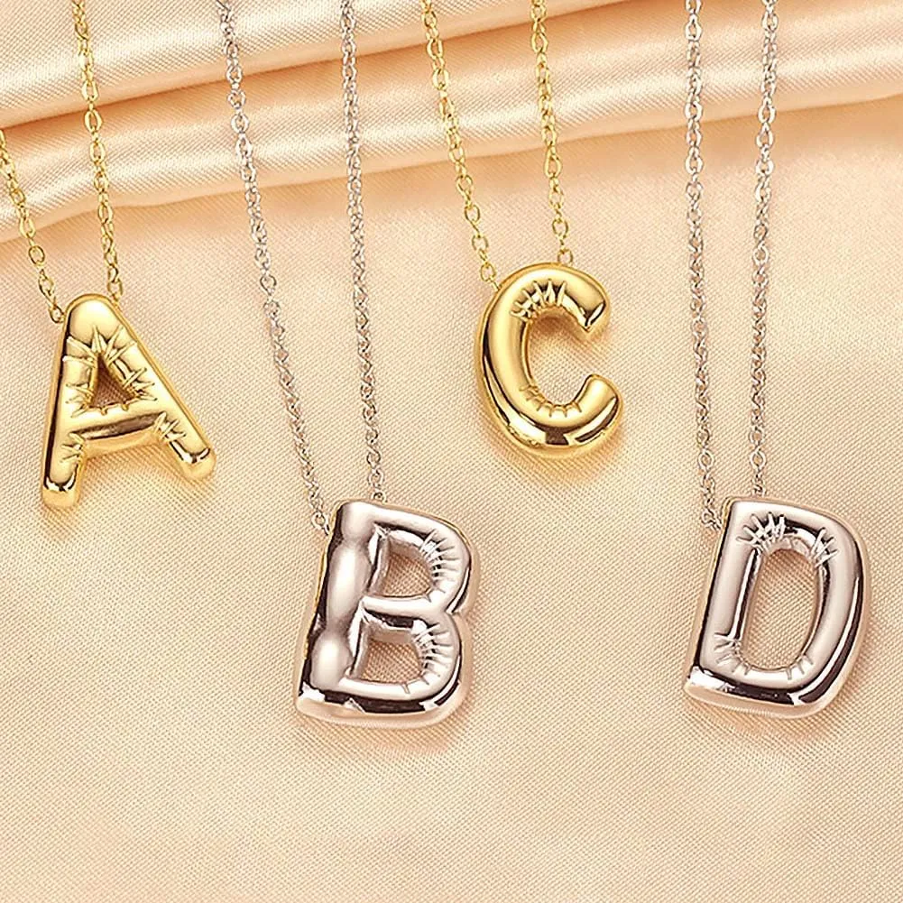 PANSHI Gold Initial Necklaces for    Layered Choker Bubble Letter Necklace Gold Jewelry Teen Gift Trendy Stuff Personalized Gifts for Women Her