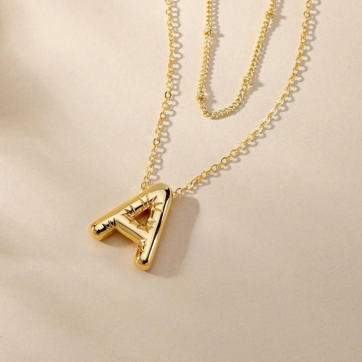 PANSHI Gold Initial Necklaces for    Layered Choker Bubble Letter Necklace Gold Jewelry Teen Gift Trendy Stuff Personalized Gifts for Women Her