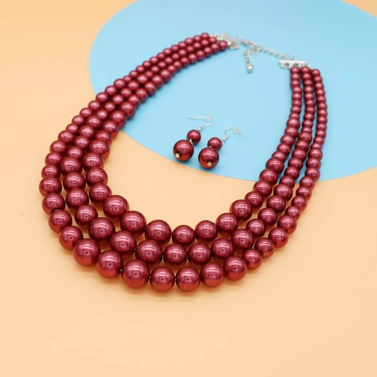 Pearl Necklace for Women 3 strand Pearl Necklaces Faux Pearl Necklace Earrings Set 1920s Flapper Gatsby Costume Accessories