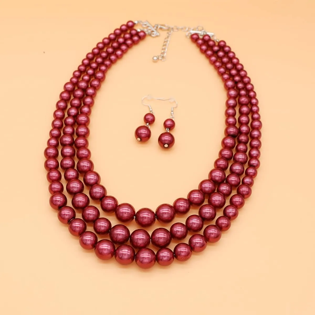 Pearl Necklace for Women 3 strand Pearl Necklaces Faux Pearl Necklace Earrings Set 1920s Flapper Gatsby Costume Accessories