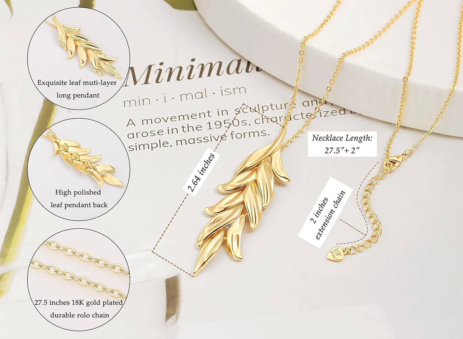 PERNNLA PEARL Long Disc Pendant Necklace for Women 18K Gold Plated Sweater Chain Fashion Jewelry