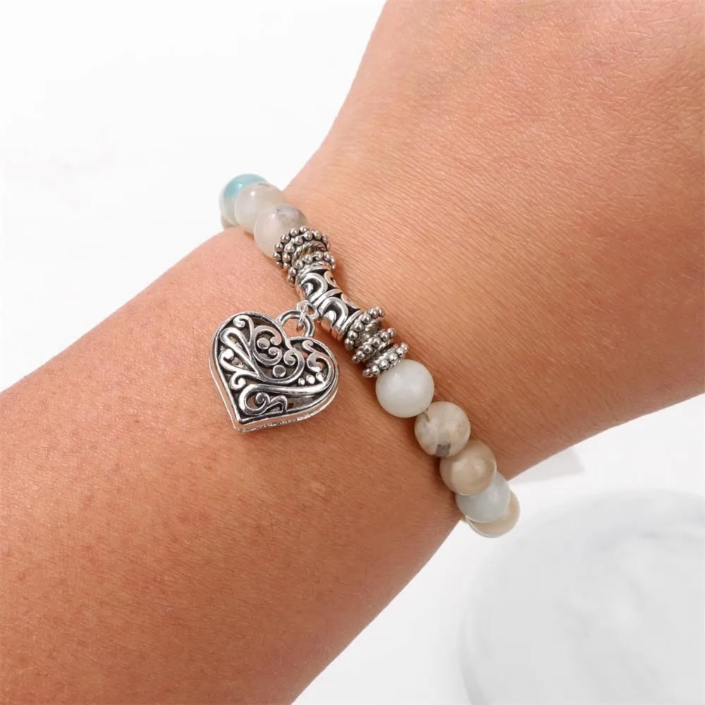 Pingyongchang Big Heart Youre Awesome Inspirational Natural Stone Beaded Bracelets for Women Mother's Day Graduation Birthday Teacher Appreciation Gift for Mom Grandma Daughter Friend