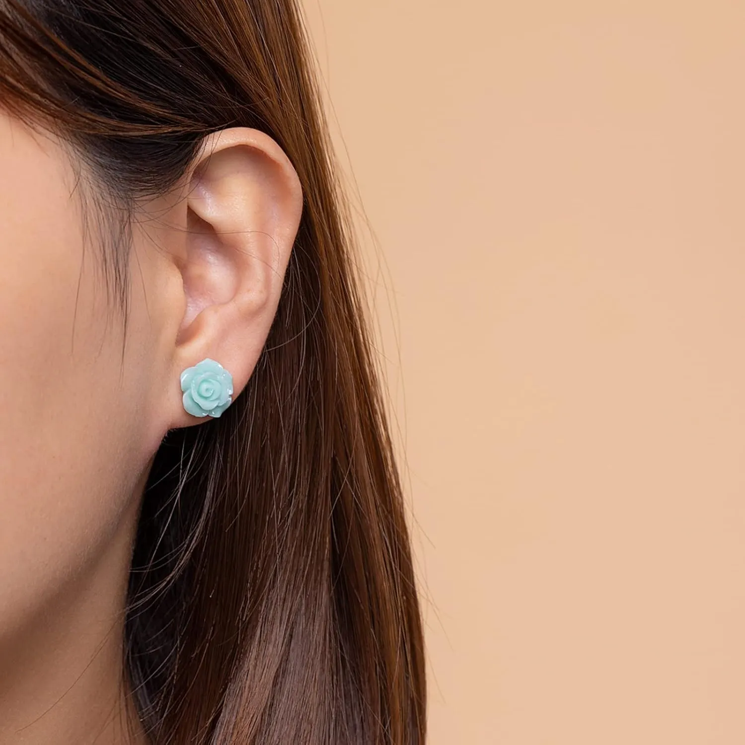 Plastic Earrings, KMEOSCH 2 Pairs Plastic Camellia Flower Earrings Studs for Sensitive Ears