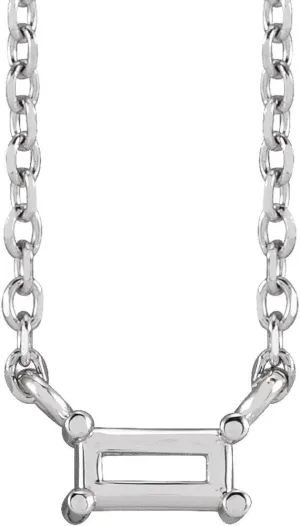 Platinum 3x2mm Straight Baguette Shape Solitaire Necklace for Approximately 0.07 cttw Fine Jewelry for Women Gifts for Her (6.13x3.9mm, Mounting Only, Not All Stones Included), 18"