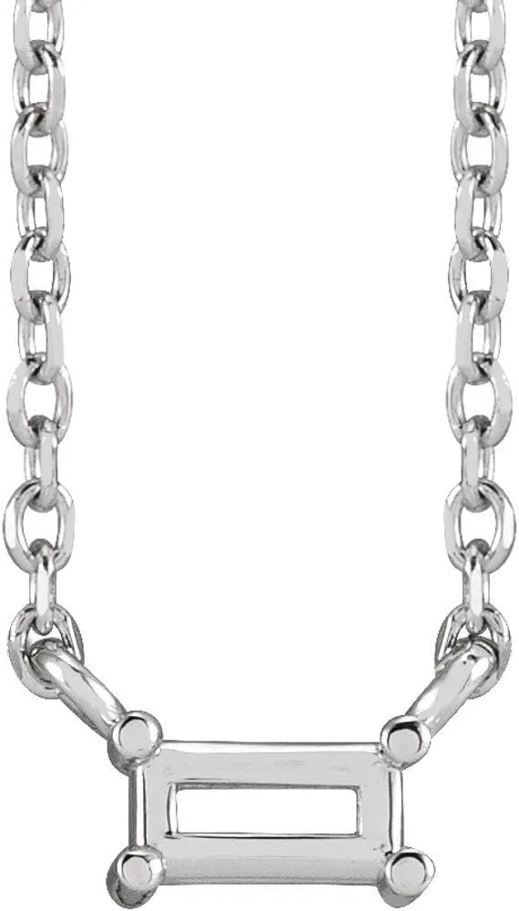 Platinum 3x2mm Straight Baguette Shape Solitaire Necklace for Approximately 0.07 cttw Fine Jewelry for Women Gifts for Her (6.13x3.9mm, Mounting Only, Not All Stones Included), 18"