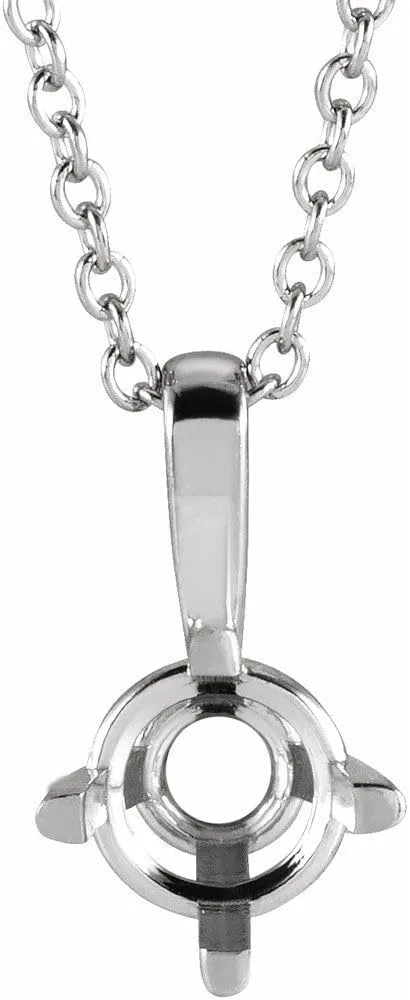 Platinum 4mm Round Shape Solitaire Necklace for Approximately 1/4 cttw Fine Jewelry for Women Gifts for Her (9.5x5.3mm, Mounting Only, Not All Stones Included), 16-18"