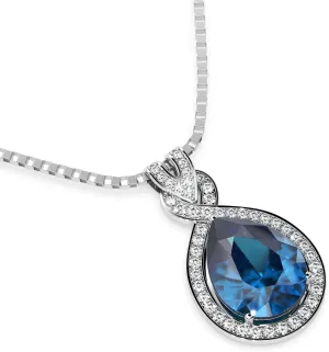Platinum Plated Genuine Birthstone Infinity Necklace, Gold Necklaces for Women, 925 Sterling Silver Jewelry with Pendant Birthstone, Dainty Necklace, Birthday Gifts for Her