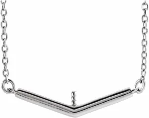 Platinum V Bar Necklace for 4-4.5mm Pearl Fine Jewelry for Women Gifts for Her (20.41x4.65mm, Mounting Only, Not All Stones Included), 18"