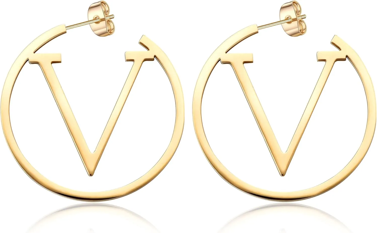 PLwelth Gold Letter Earrings V-Shaped Hoop Earrings for Women Personalized Alphabet Letter Earring Designed Inspired Jewelry Geometric Drop Dangle Earring Statement Jewelry Gifts for Her Birthday