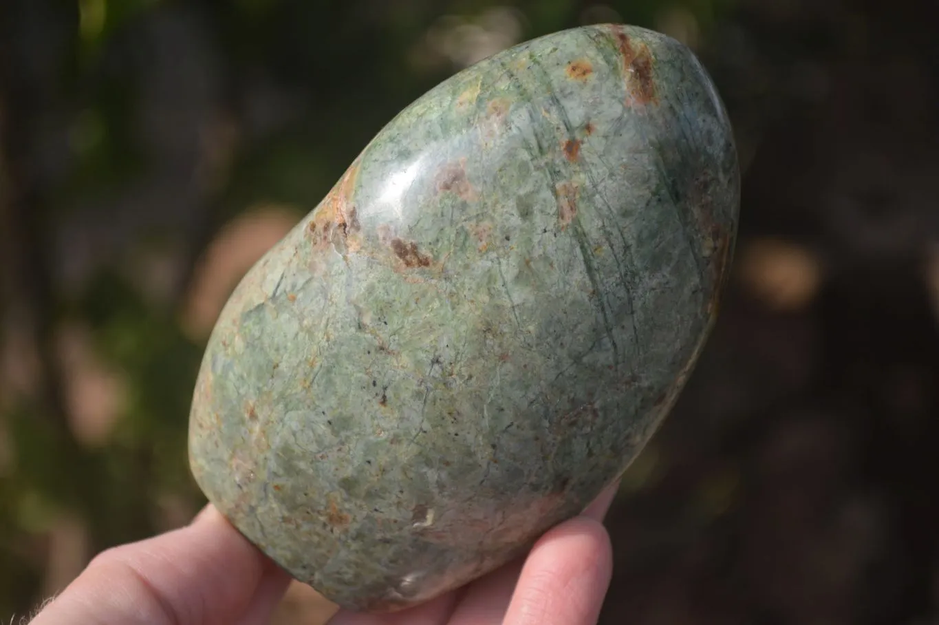 Polished Green Chrysoprase Standing Free Forms  x 2 From Ambatondrazaka, Madagascar