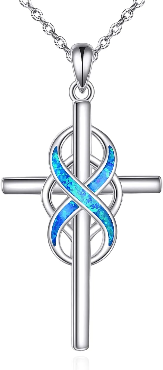 POPLYKE 925 Sterling Silver Cross Necklaces for Women Pendant Christian Jewelry for Women 18" 2" and 20" 2" chain