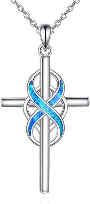 POPLYKE 925 Sterling Silver Cross Necklaces for Women Pendant Christian Jewelry for Women 18" 2" and 20" 2" chain