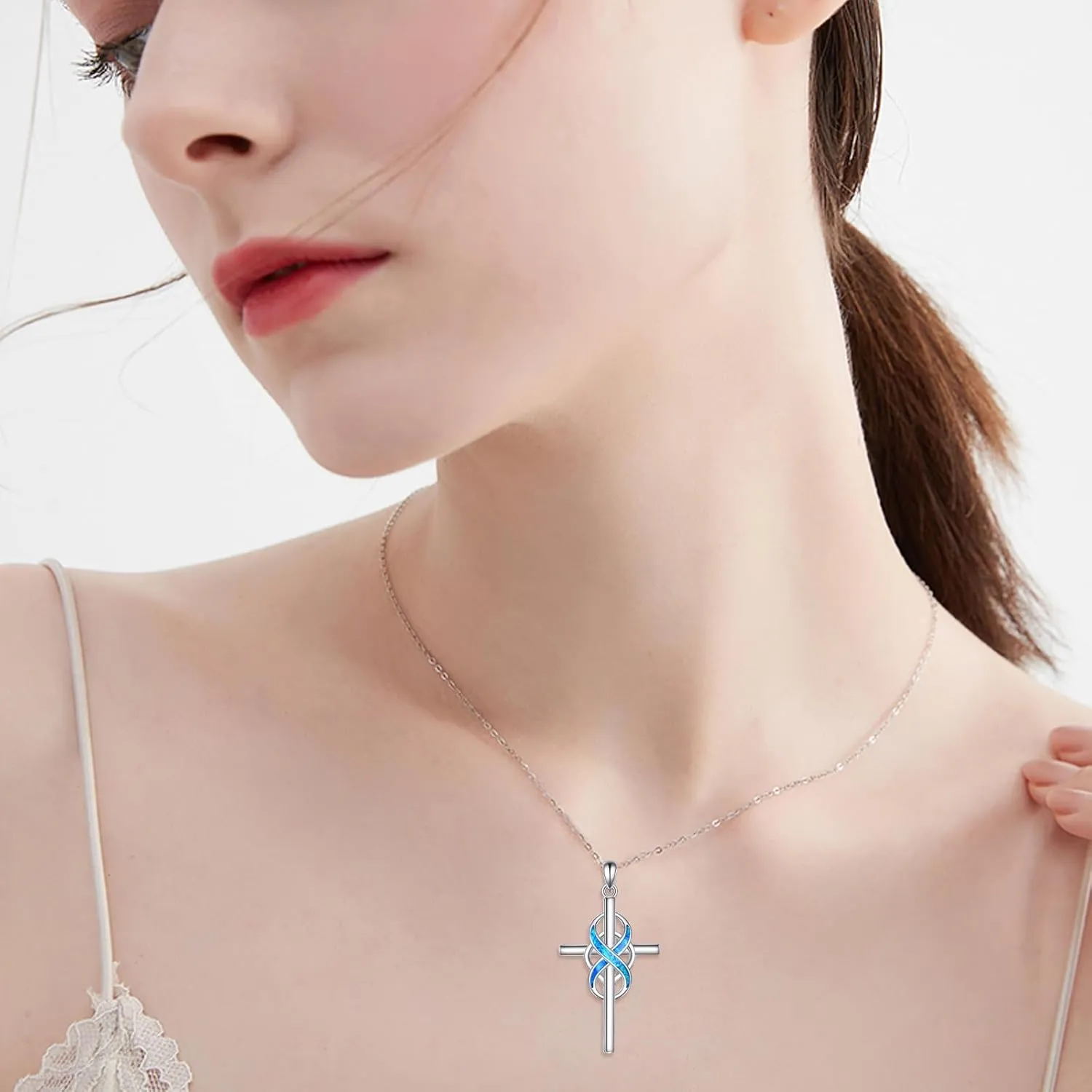 POPLYKE 925 Sterling Silver Cross Necklaces for Women Pendant Christian Jewelry for Women 18" 2" and 20" 2" chain