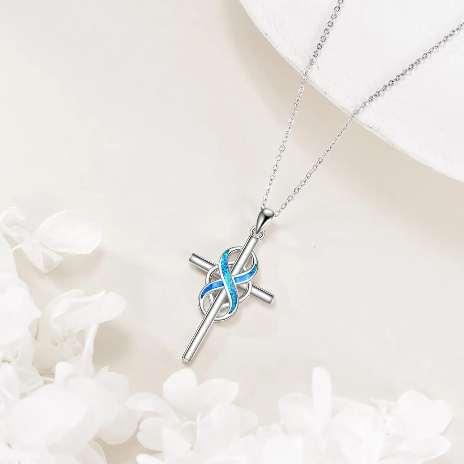 POPLYKE 925 Sterling Silver Cross Necklaces for Women Pendant Christian Jewelry for Women 18" 2" and 20" 2" chain