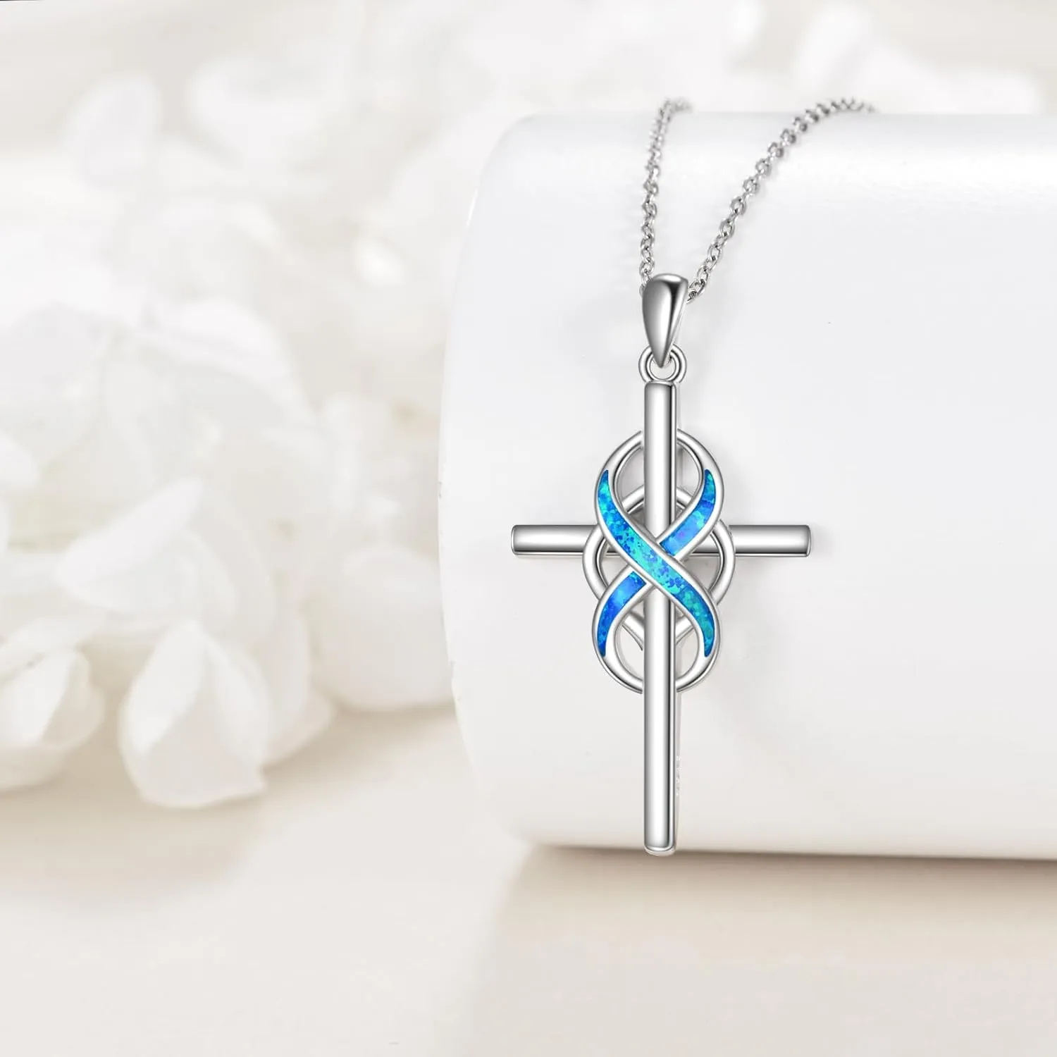 POPLYKE 925 Sterling Silver Cross Necklaces for Women Pendant Christian Jewelry for Women 18" 2" and 20" 2" chain