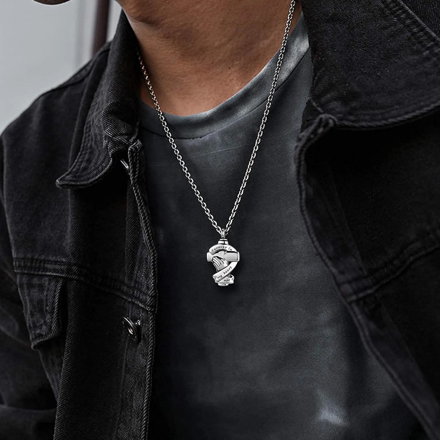 Praying Hands Urn Necklaces for Mom Dad Pet Ashes Crucifix Cremation Keepsake Memorial Pendant Jewelry Forever in My Heart