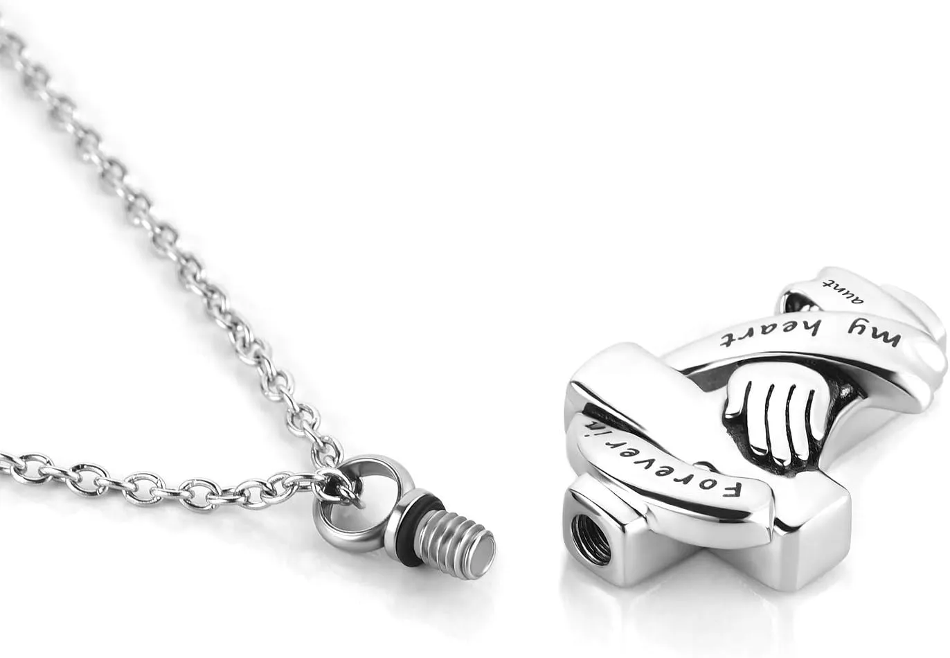 Praying Hands Urn Necklaces for Mom Dad Pet Ashes Crucifix Cremation Keepsake Memorial Pendant Jewelry Forever in My Heart