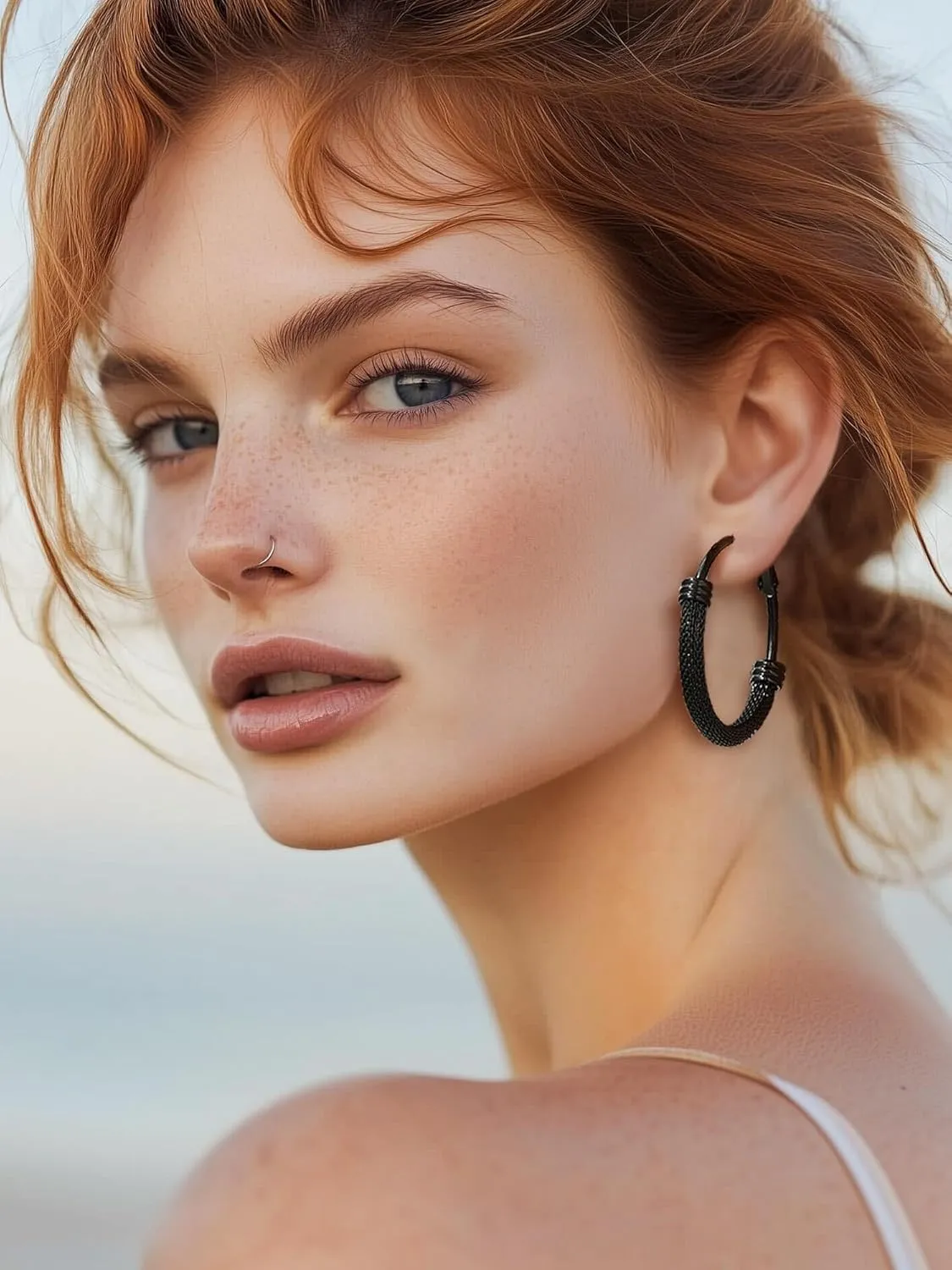 PROSTEEL Chunky Hoop Earrings For Women, 20mm/30mm/40mm/60mm/80mm/100mm, Gold Plated/Black Stainless Steel Hoops Earrings Statement Jewelry