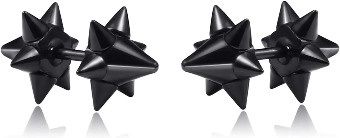 Punk Rock Stainless Steel Spike Rivet Stud Earrings